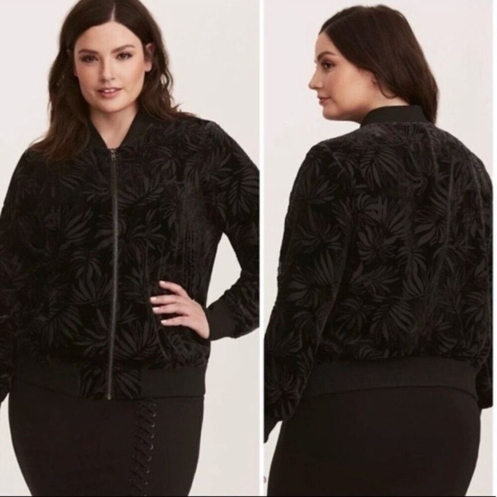 Torrid Burnout Velvet Bomber Jacket Large Black